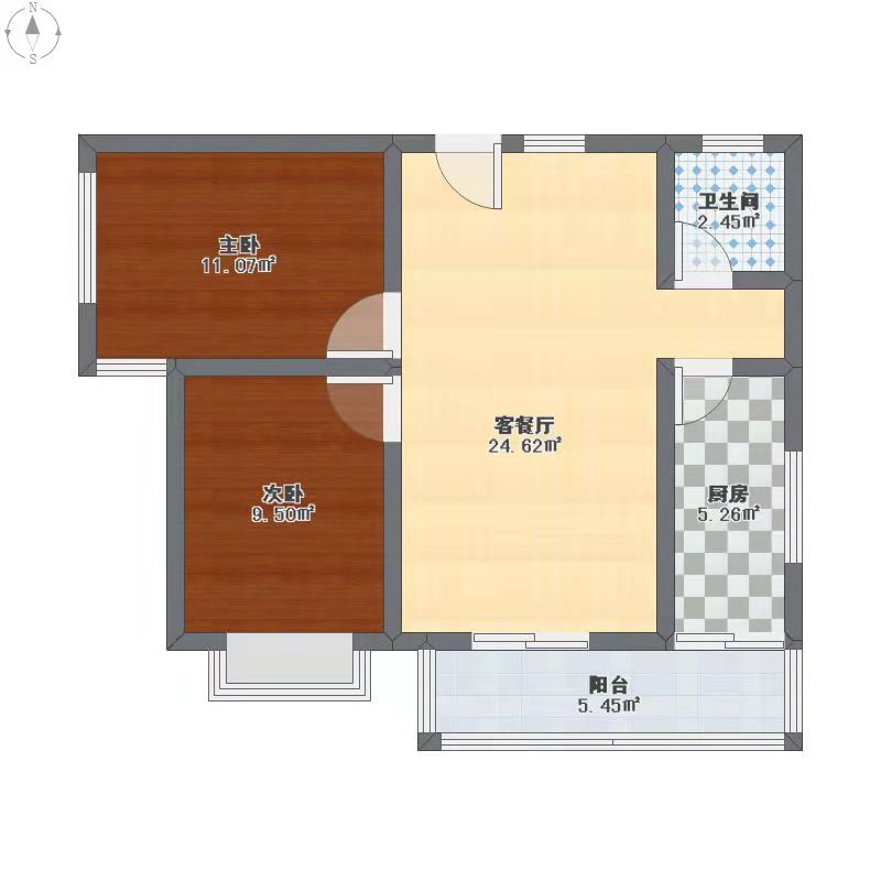 碧波豪苑  2室2厅1卫   58.80万户型图