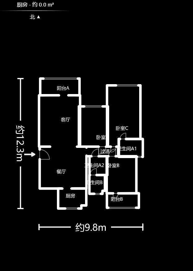 湘府東苑  3室2廳2衛(wèi)    155.0萬戶型圖