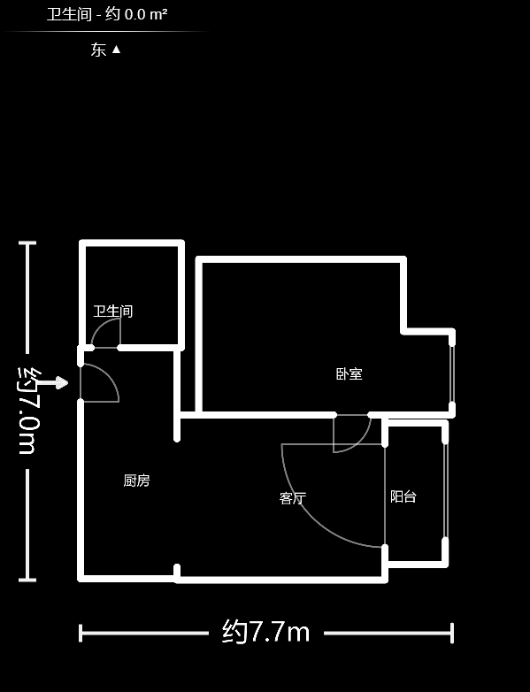 阳光100三期  1室1厅1卫    59.8万户型图