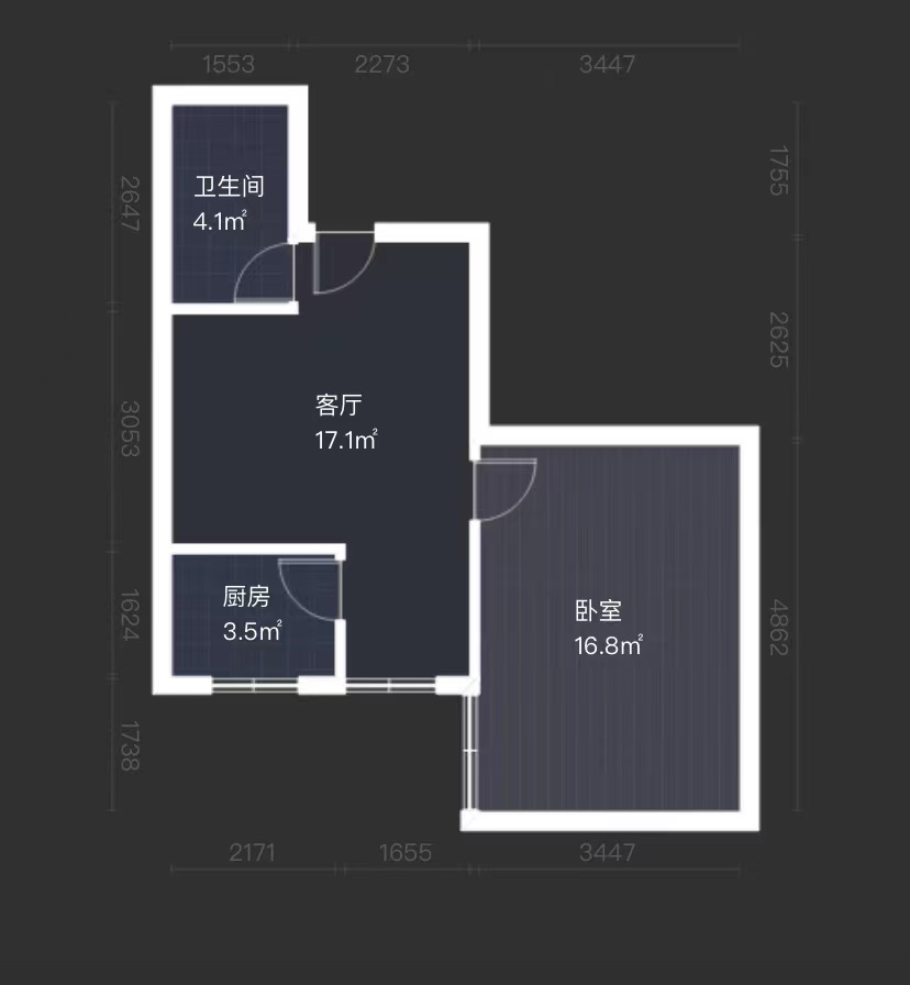 明德8英里  1室1厅1卫   85.00万户型图
