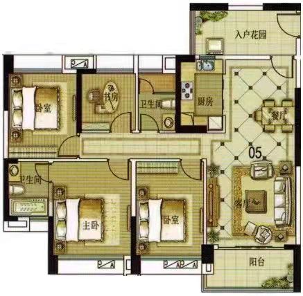 运达家苑  4室2厅2卫   59.80万户型图