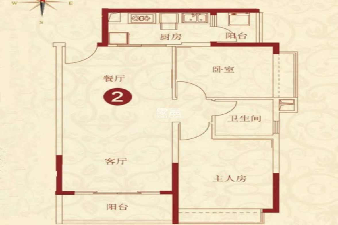 岳阳新天地  2室1厅2卫   1800.00元/月户型图