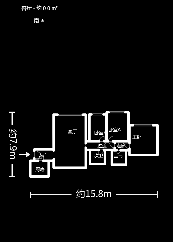 盛世美居荷园  3室2厅1卫    3600.0元/月户型图