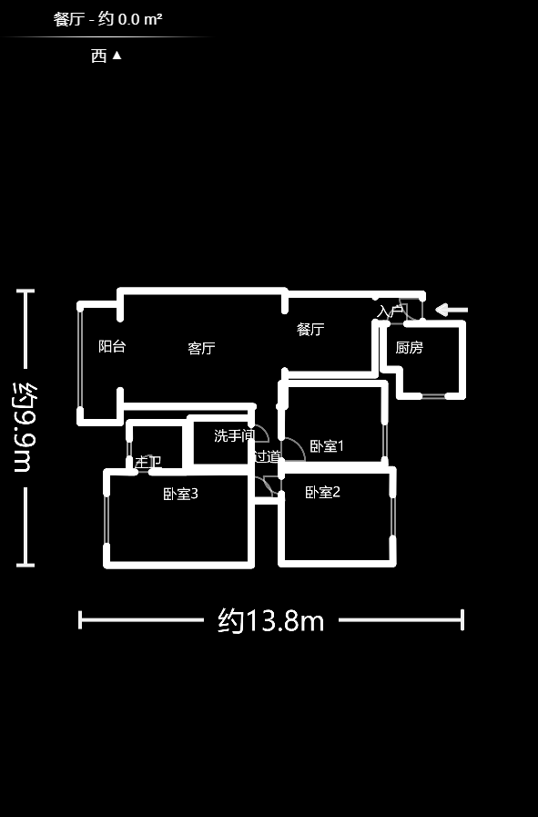鸿园小区  3室2厅2卫   90.00万户型图
