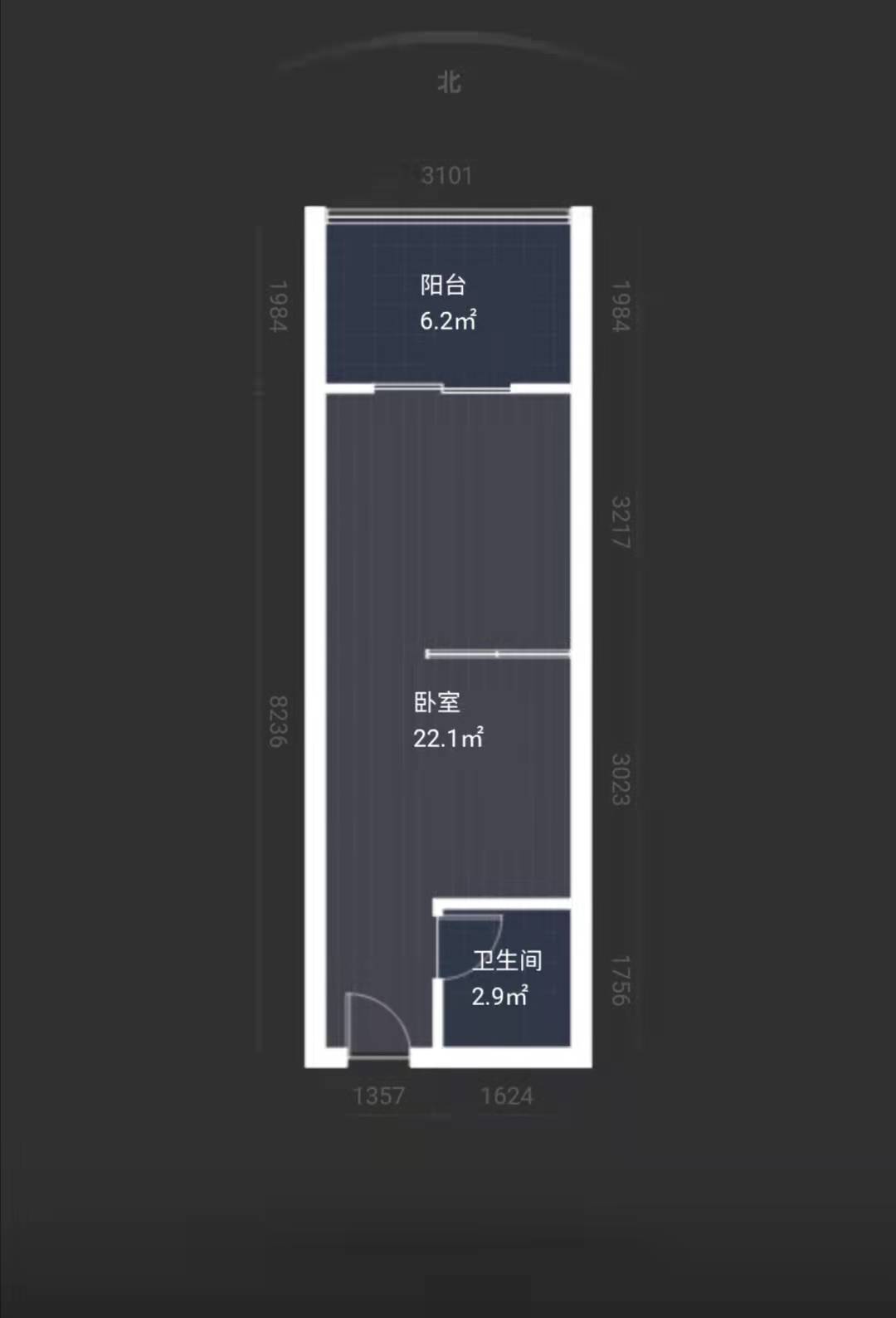 华城国际  1室0厅1卫   58.00万户型图