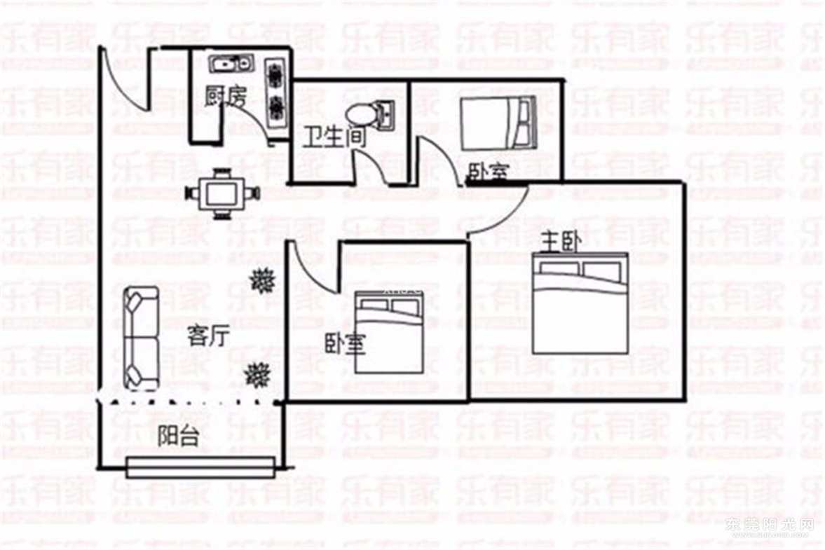 千里红小区（京明时代广场）  3室2厅1卫   67.80万户型图