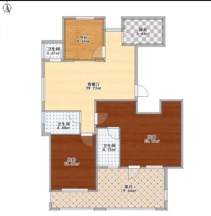 桂苑新村  2室2厅1卫   3980.00元/月户型图