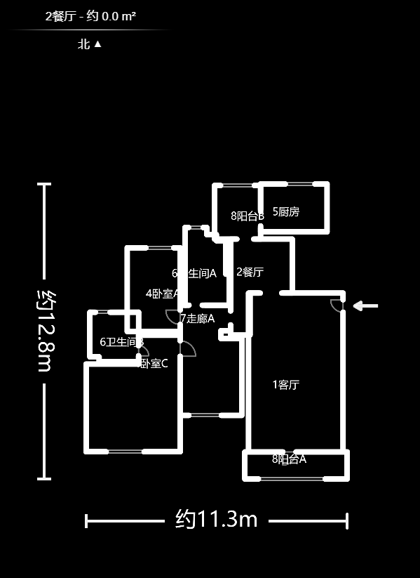 归心苑  3室2厅2卫   185.00万户型图
