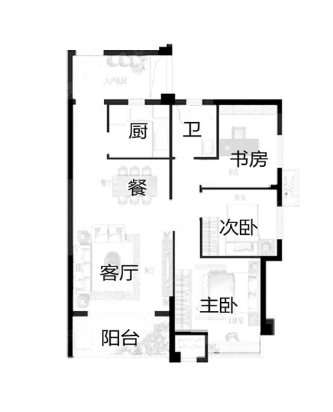吉泰领寓 3室1厅2卫 1800.0元/月 吉泰领寓 3室1厅2卫 1800.0元/月户型图