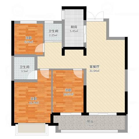 玉鑫巴陵星城  1室1厅1卫   53.00万户型图