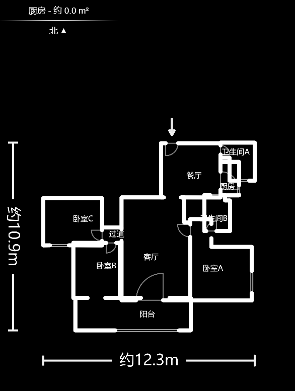 佳天国际新城  3室2厅2卫   166.00万户型图
