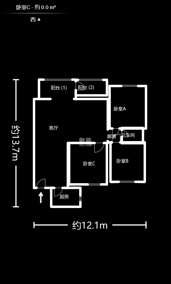 白沙公寓  3室2厅1卫   68.00万户型图