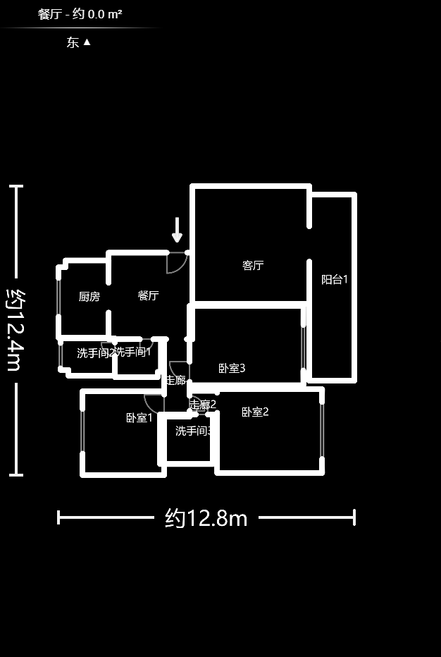 新点苑  3室2厅2卫   93.80万户型图