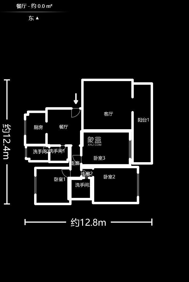 新点苑  3室2厅2卫   93.80万户型图