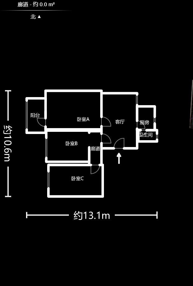 解放四村石子冲  3室2厅1卫    60.78万户型图