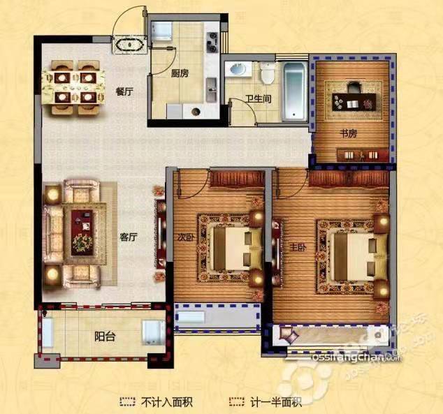 金溪园  3室2厅1卫   65.00万户型图