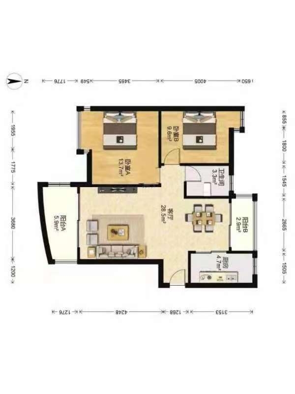 融和园  4室2厅2卫   155.00万户型图