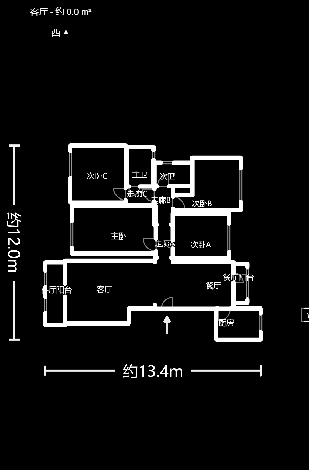 中信凯旋蓝岸（中信新城三期）  4室2厅1卫    129.8万户型图