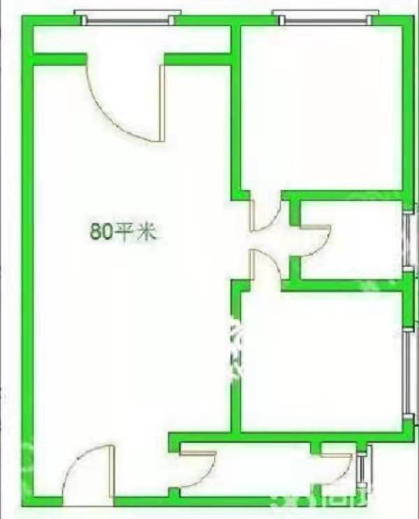 南湖春天  2室1厅1卫   1900.00元/月户型图