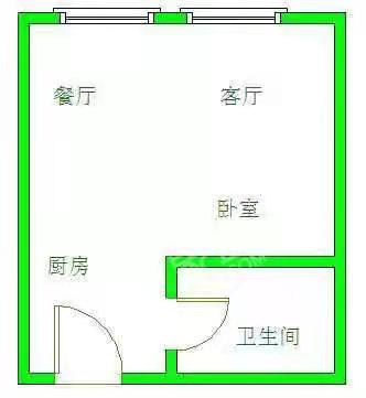 南湖春天  1室1厅1卫   1500.00元/月户型图