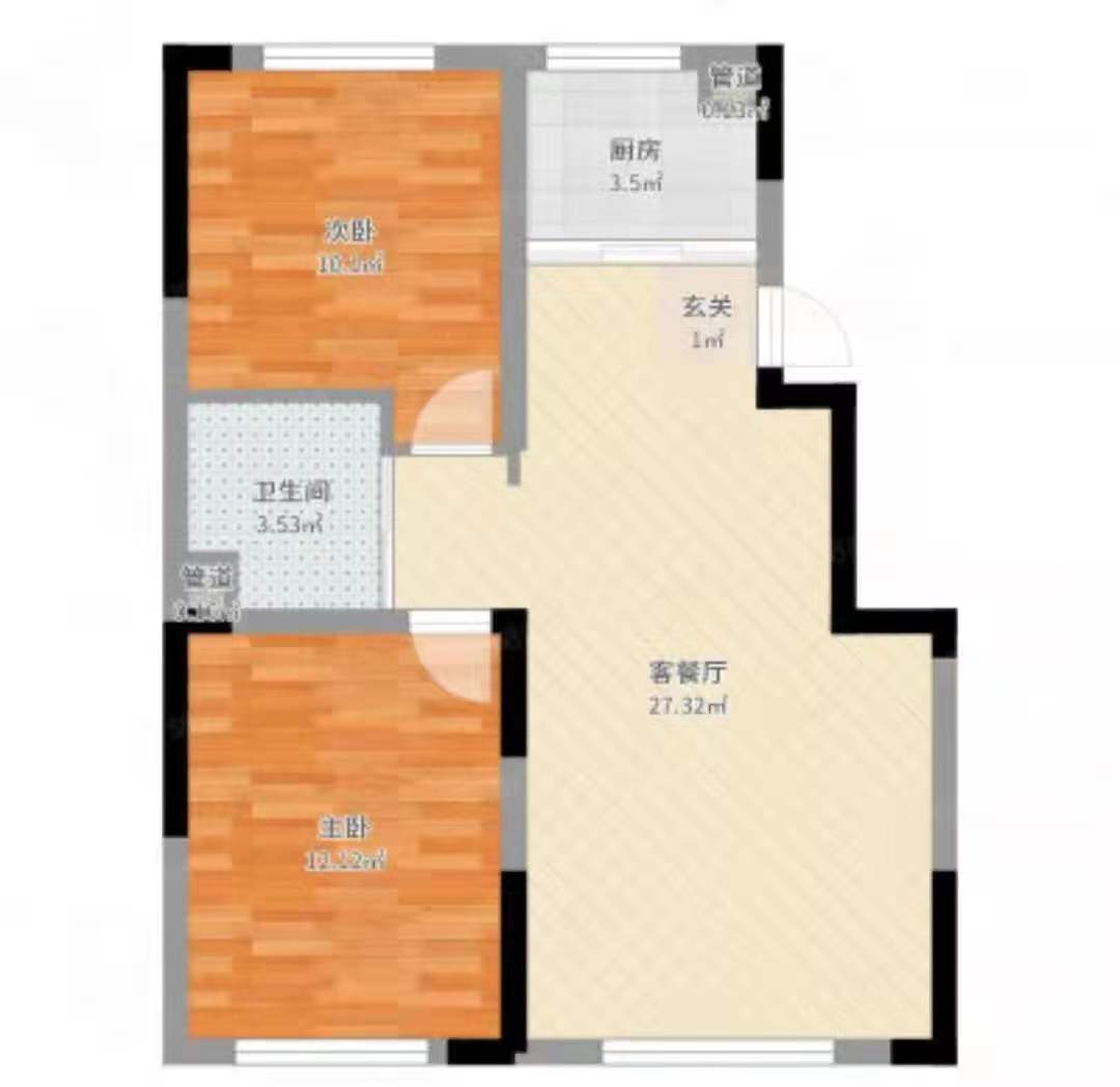 明兴翰苑一期  2室2厅1卫   1700.00元/月户型图