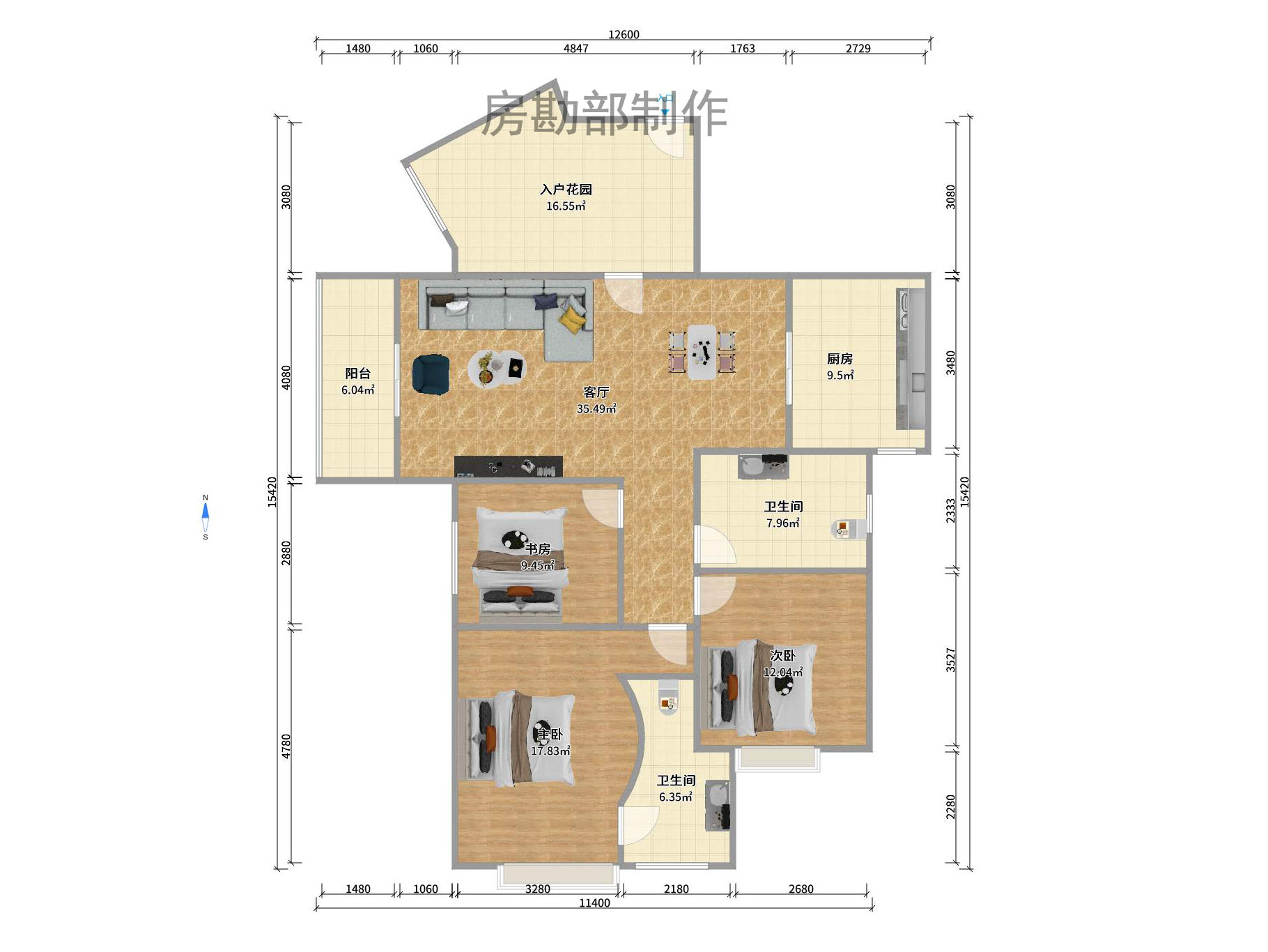 湘江世纪城临江苑 1室2厅2卫 700.0元/月 湘江世纪城临江苑 1室2厅2卫 700.0元/月户型图