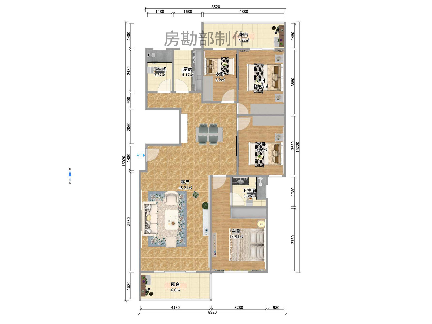 嘉盛逸林园(新合村综合楼) 4室2厅2卫 2500.0元/月 嘉盛逸林园(新合村综合楼) 4室2厅2卫 2500.0元/月户型图
