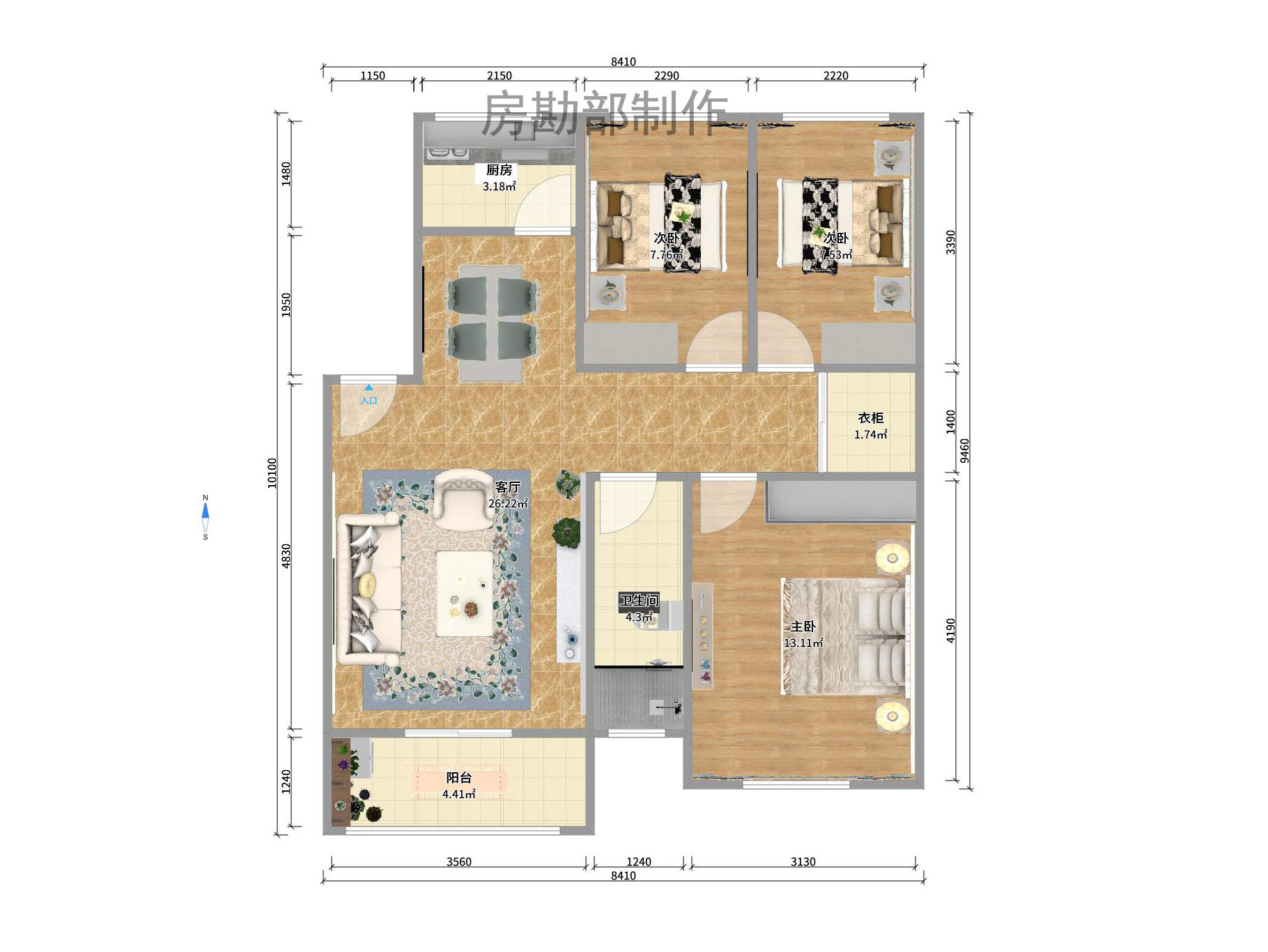 愿景品格家园 3室2厅2卫 1500.0元/月 愿景品格家园 3室2厅2卫 1500.0元/月户型图