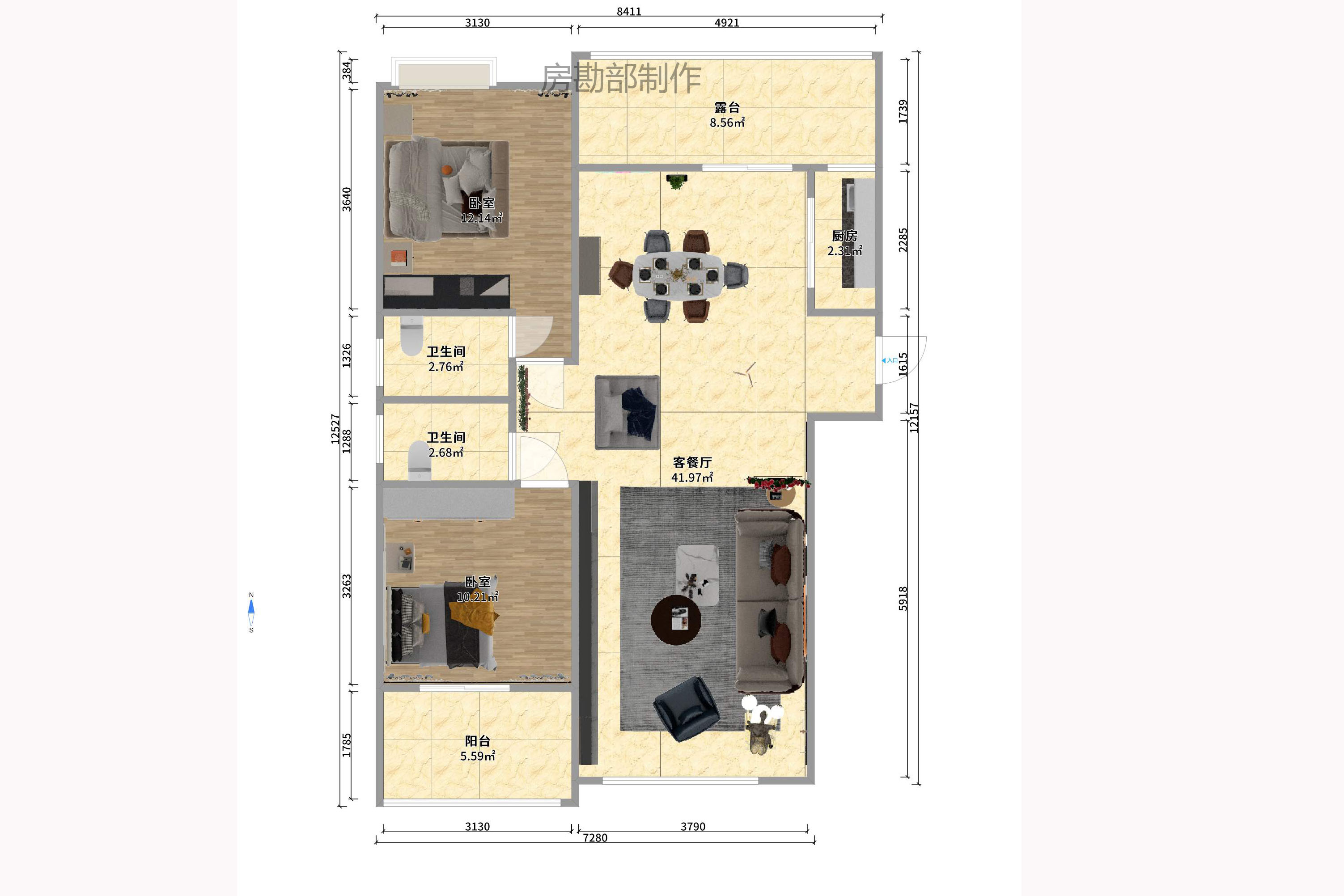 凯乐国际城 3室2厅2卫 4000.0元/月 凯乐国际城 3室2厅2卫 4000.0元/月户型图