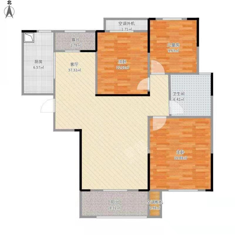 城市学院朝阳校区  3室2厅2卫   1500.00元/月户型图