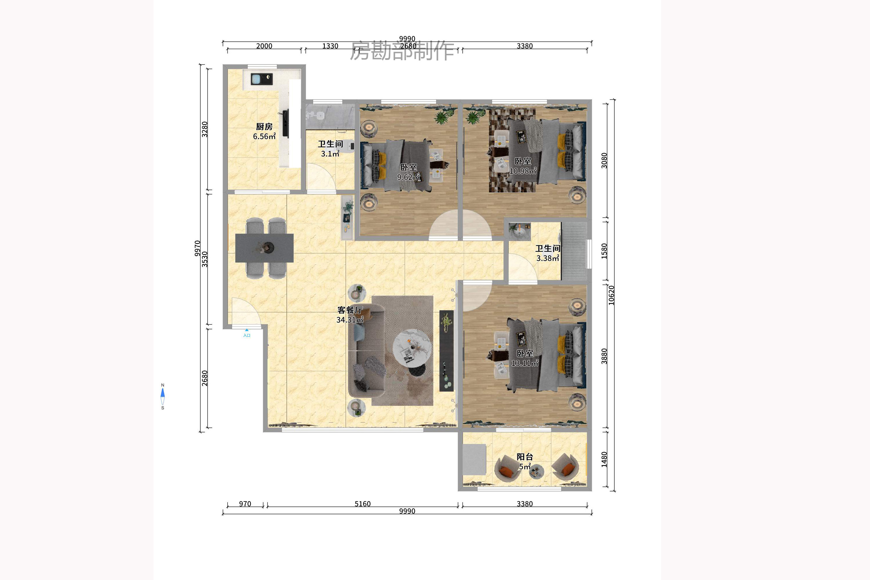 莲湖汽配城 3室2厅2卫 2500.0元/月 莲湖汽配城 3室2厅2卫 2500.0元/月户型图
