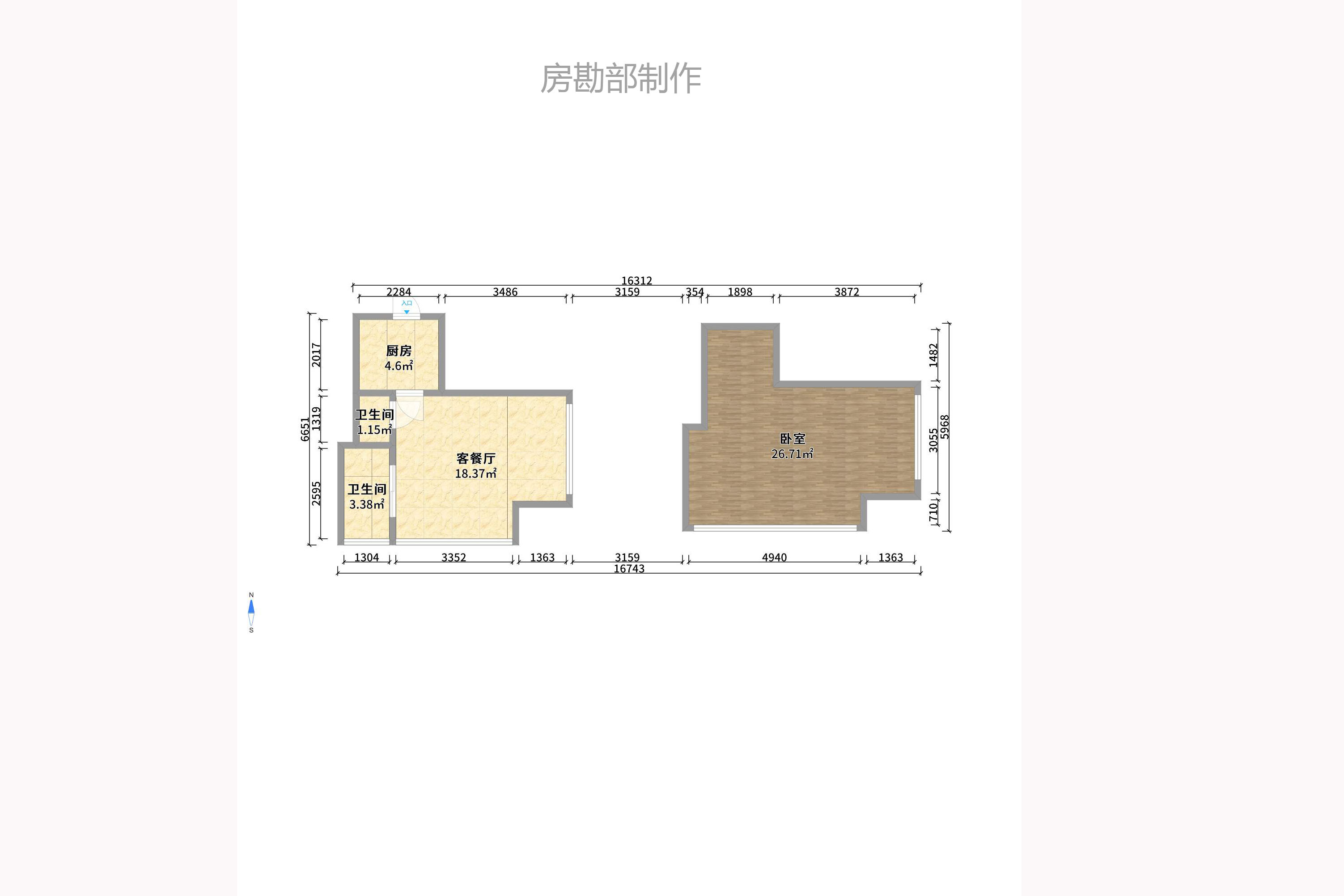 远洋外滩壹号 1室1厅1卫 2200.00元/月 远洋外滩壹号 1室1厅1卫 2200.00元/月户型图