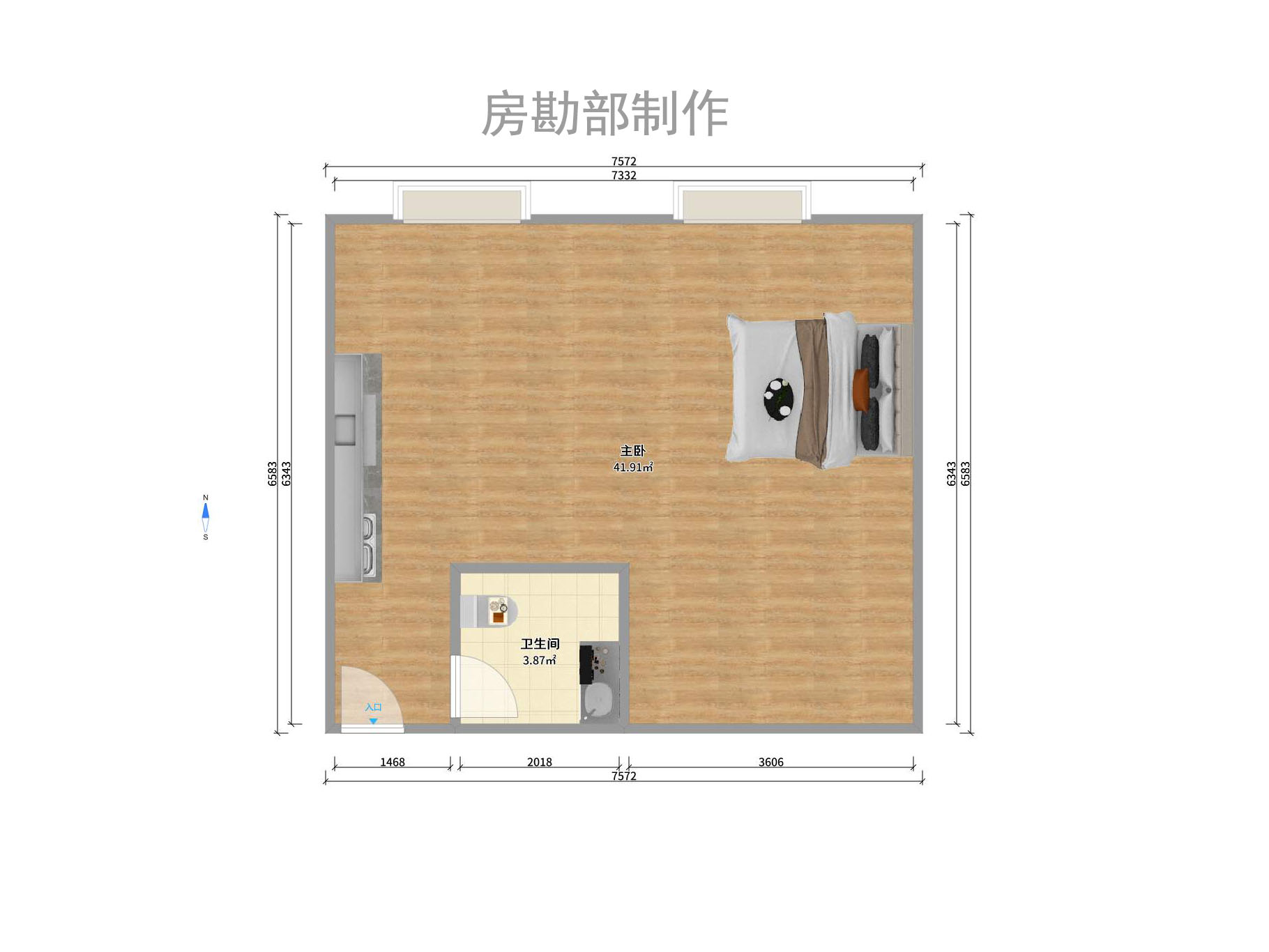 华润置地广场二期 3室1厅1卫 6000.0元/月 华润置地广场二期 3室1厅1卫 6000.0元/月户型图