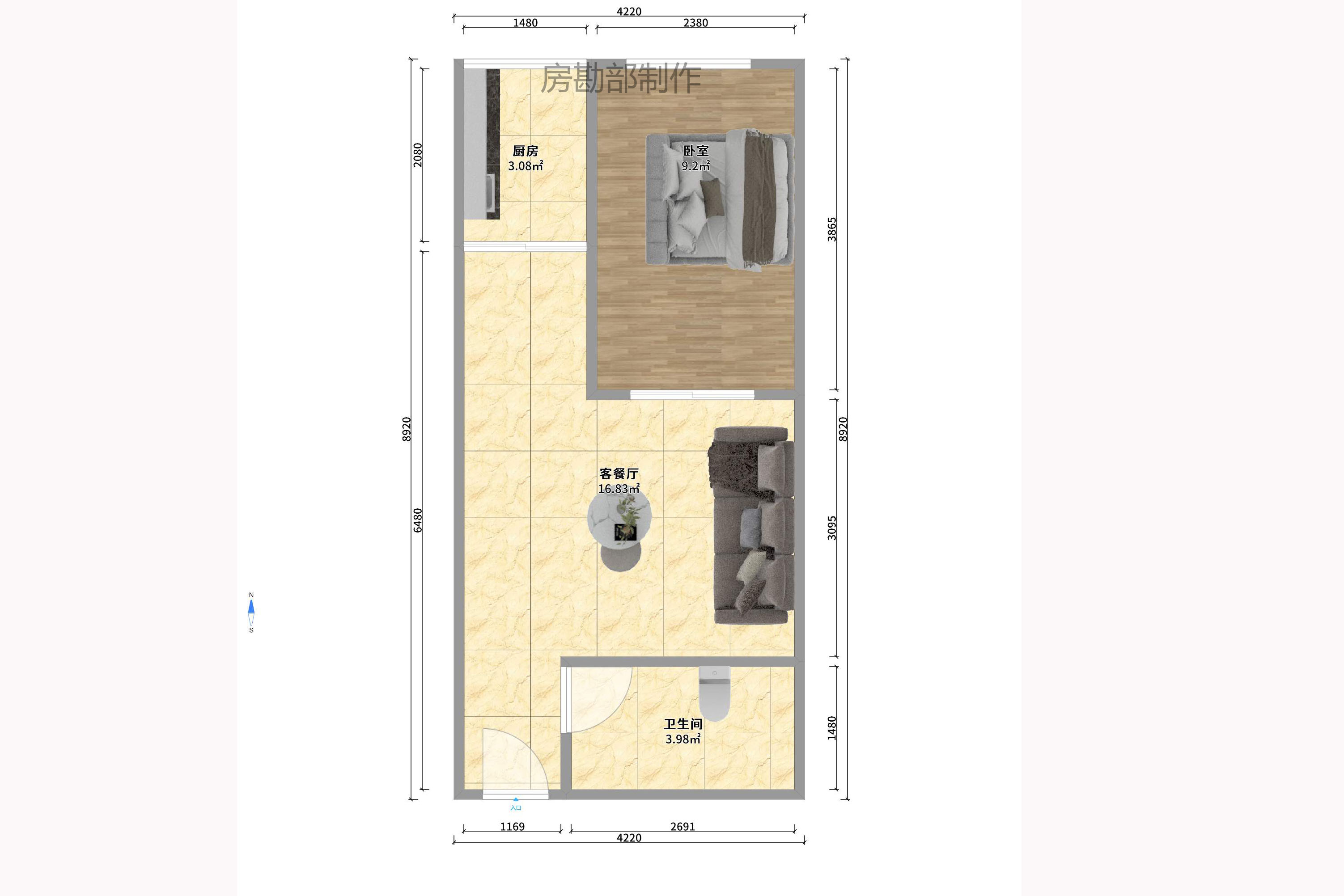 中城丽景香山园 1室1厅1卫 1400.0元/月 中城丽景香山园 1室1厅1卫 1400.0元/月户型图