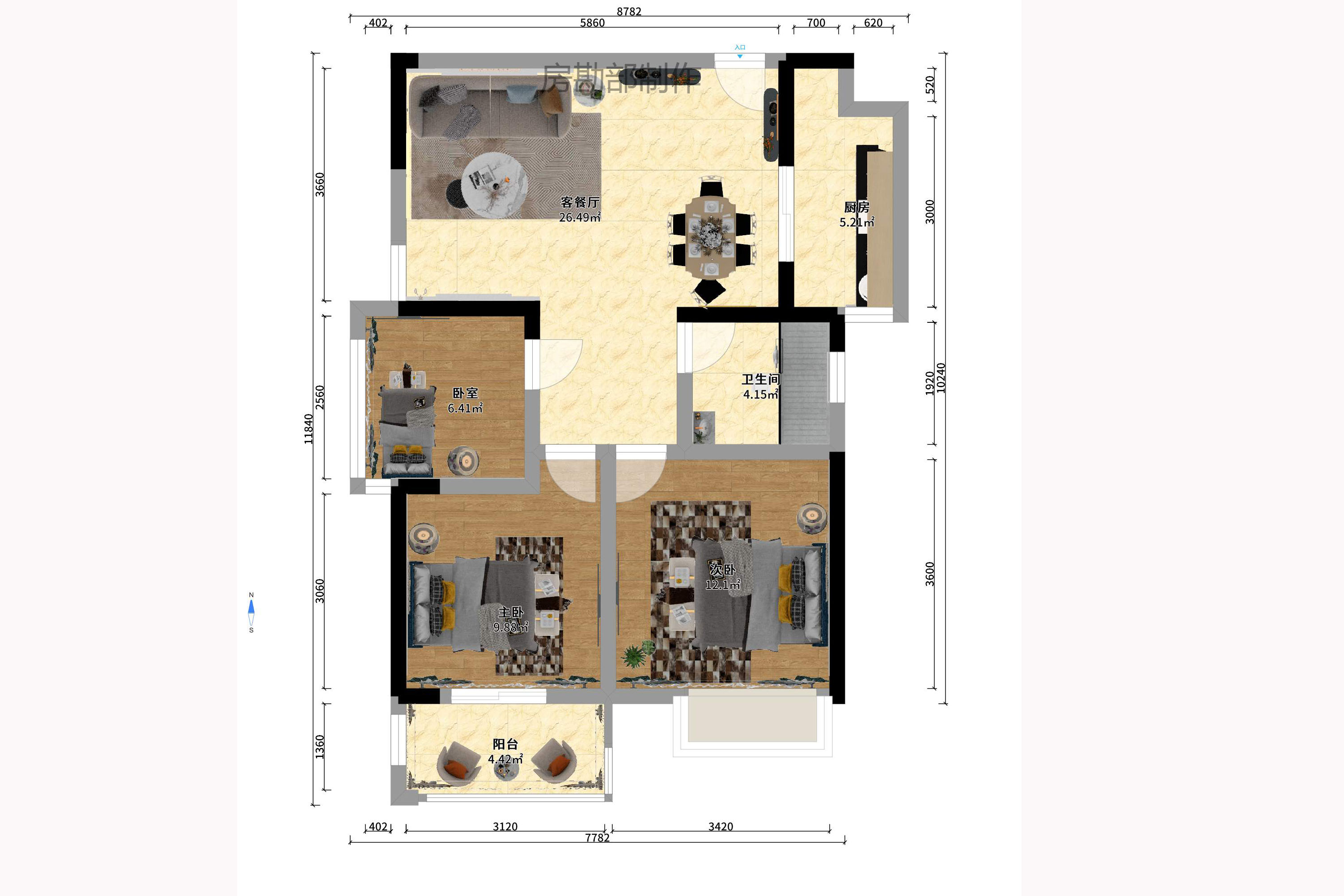 尊邸华庭  3室1厅1卫    2100.0元/月 尊邸华庭  3室1厅1卫    2100.0元/月户型图