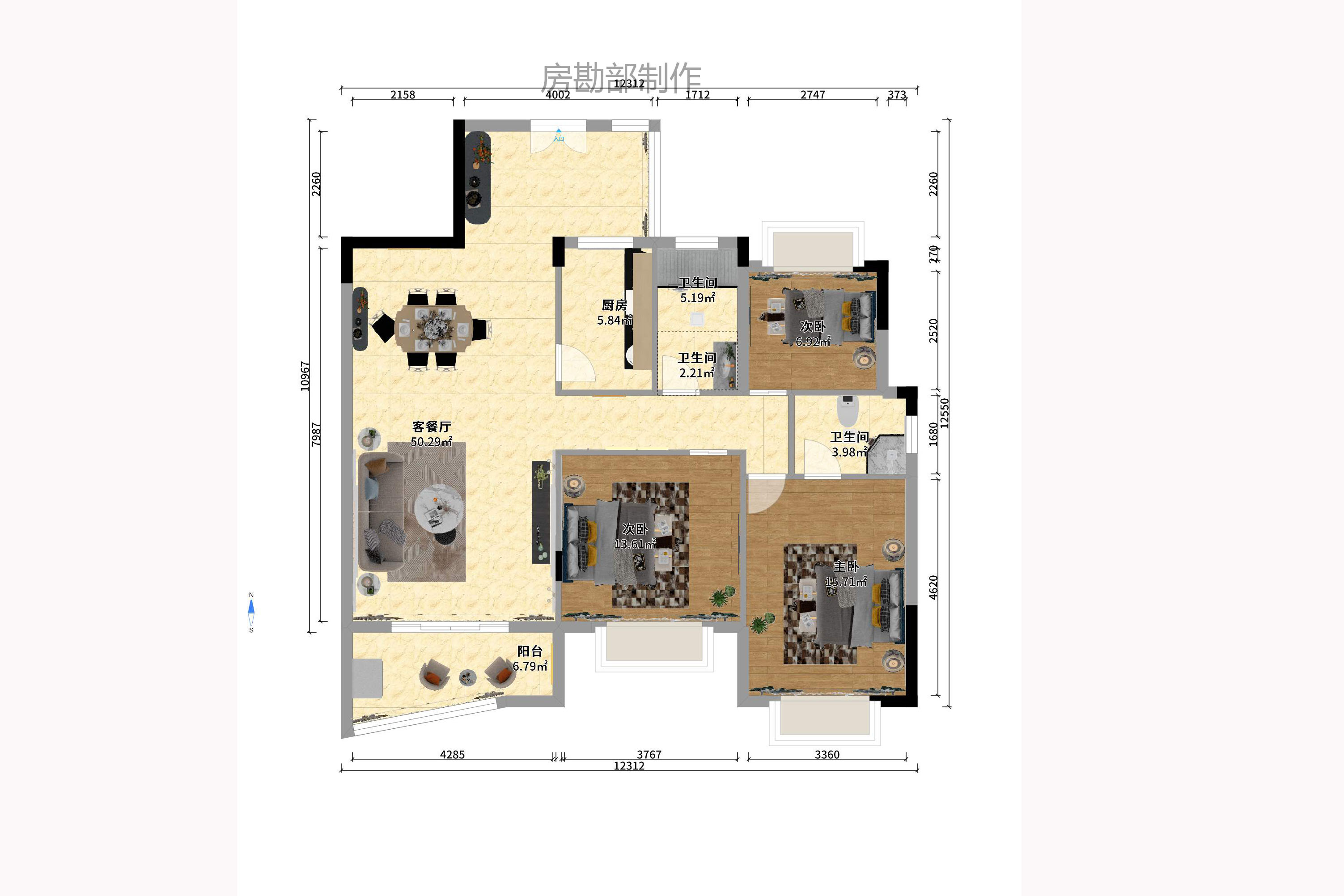 佳阳悦景馨都 3室2厅2卫 2300.0元/月 佳阳悦景馨都 3室2厅2卫 2300.0元/月户型图