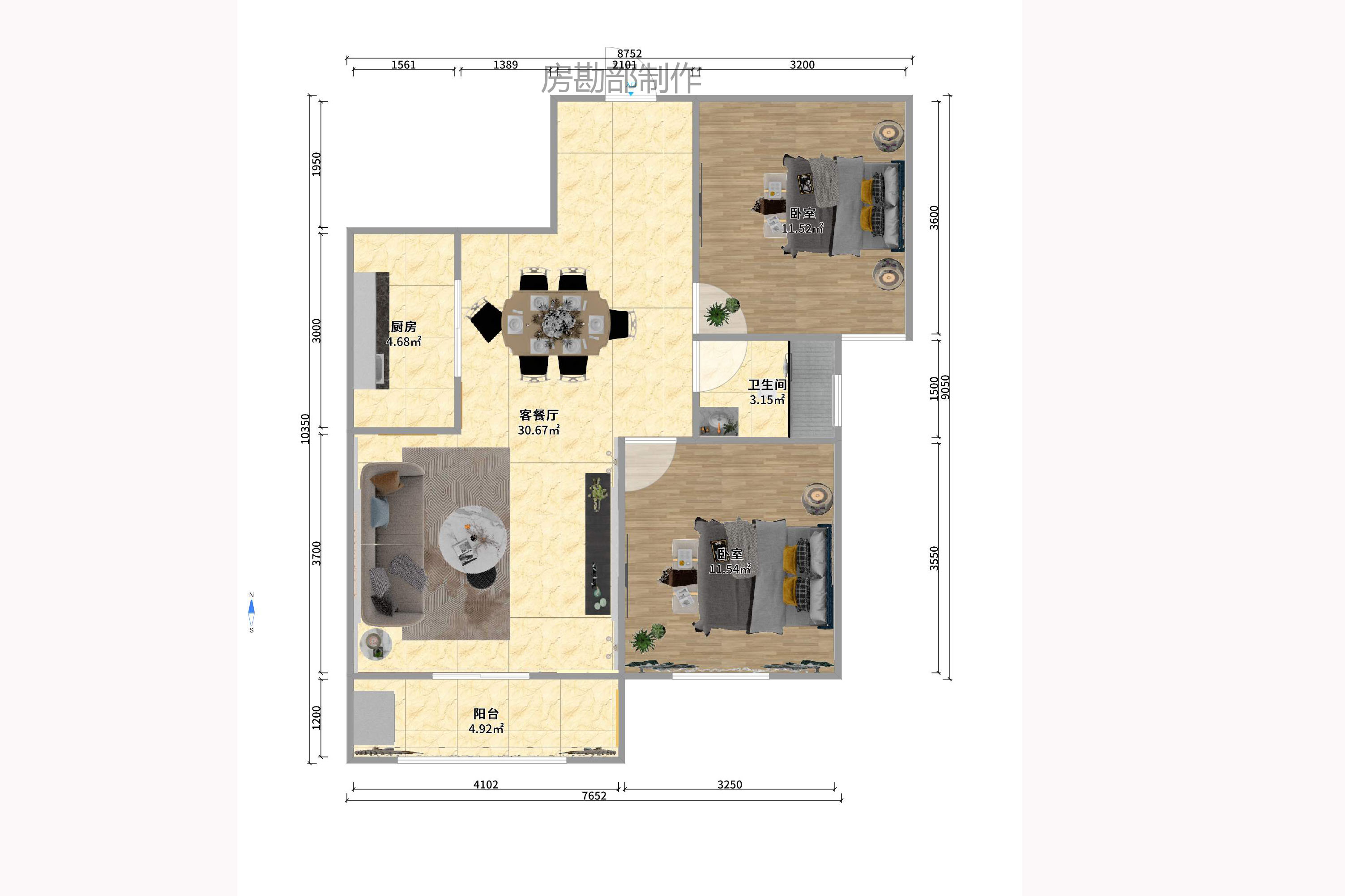 爱琴海岸 2室2厅1卫 1700.0元/月 爱琴海岸 2室2厅1卫 1700.0元/月户型图
