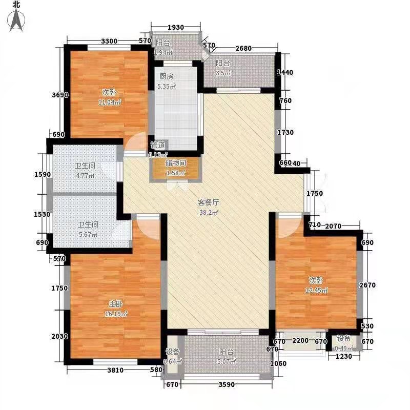 大码头街道鹅洋池居委会  3室2厅1卫   500.00元/月户型图