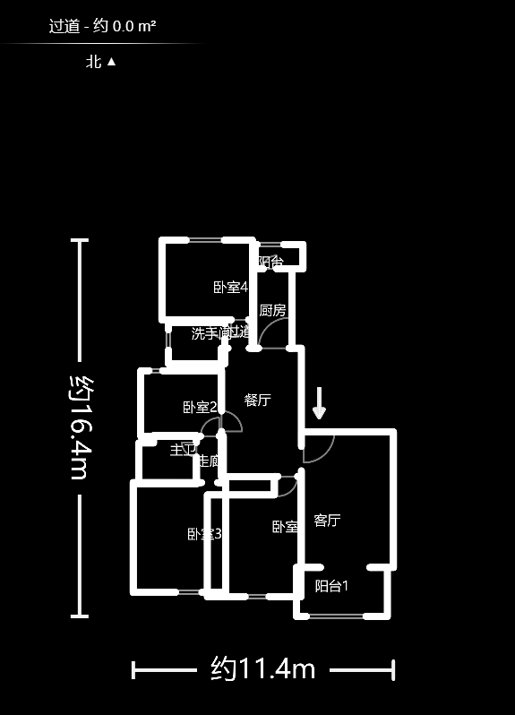 锦绣世纪  2室1厅1卫    2300.0元/月户型图