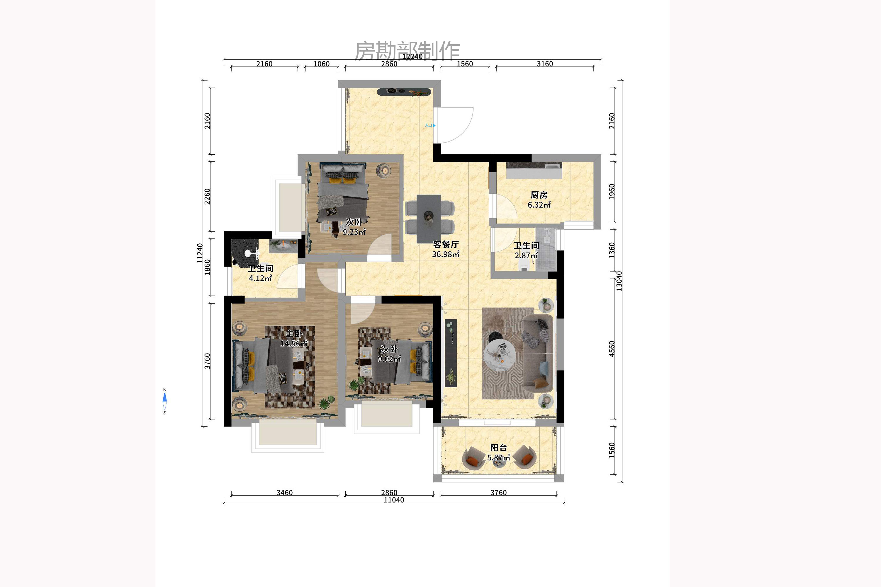 海拔东方 3室2厅2卫 2700.0元/月 海拔东方 3室2厅2卫 2700.0元/月户型图