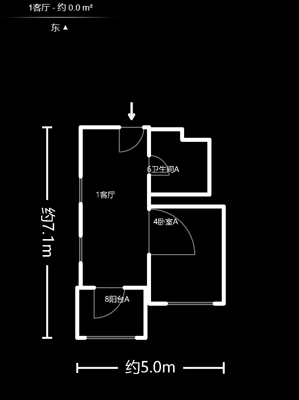 听香水榭  1室1厅1卫   42.00万户型图