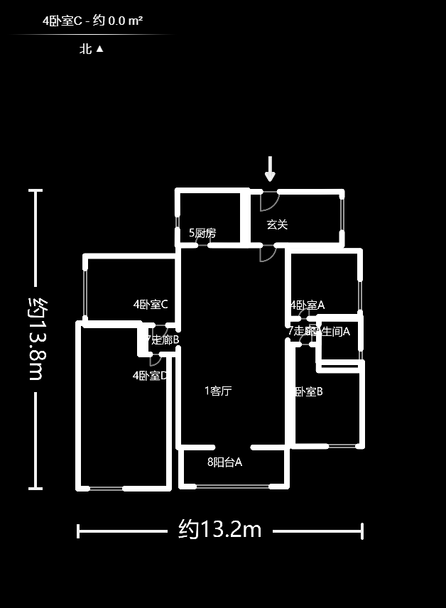 藏珑湖上国际花园  4室2厅2卫   220.00万户型图