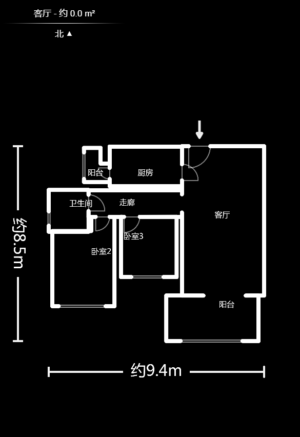 康桥长郡  2室2厅1卫    48.0万户型图