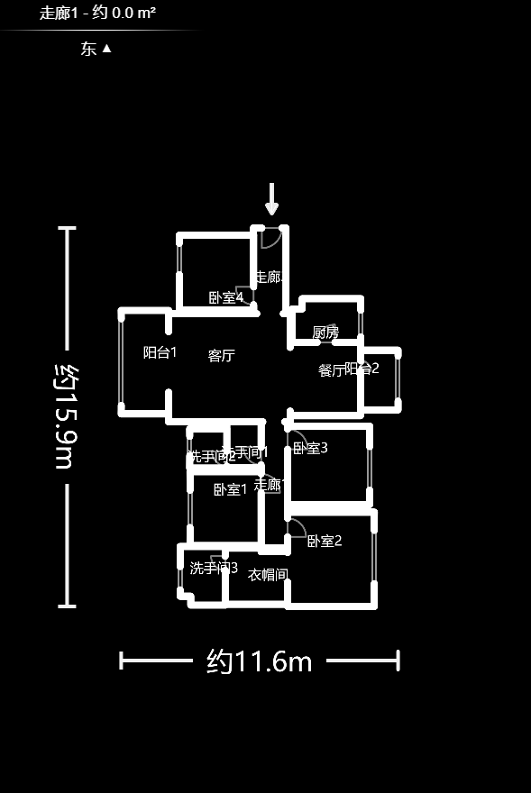 上海城小区  4室2厅1卫    3000.0元/月户型图