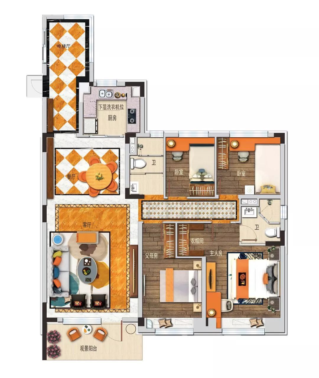 南湖世纪 3室2厅1卫 2800.0元/月 南湖世纪 3室2厅1卫 2800.0元/月户型图