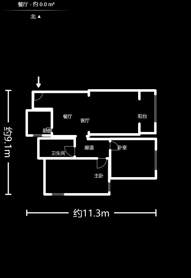 华润橡树湾  3室2厅1卫   90.00万户型图