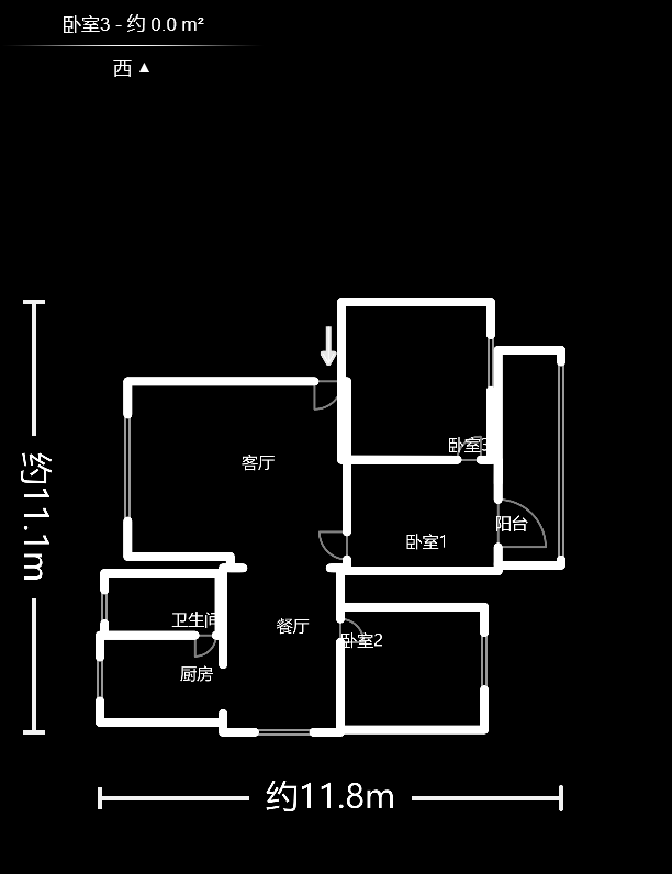 人造板厂宿舍（新河北堤1号）  3室1厅1卫   90.00万户型图