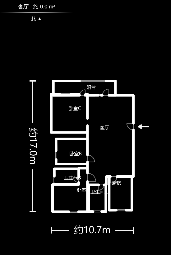 金球公寓  3室2厅2卫    80.0万户型图