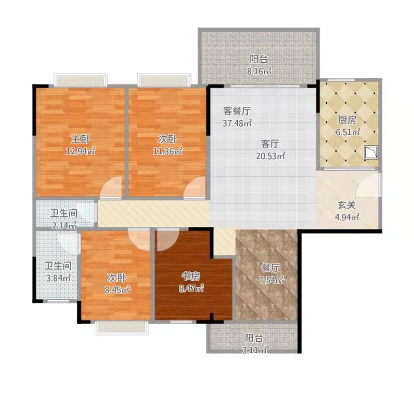 盛世东方  3室2厅1卫   52.80万户型图