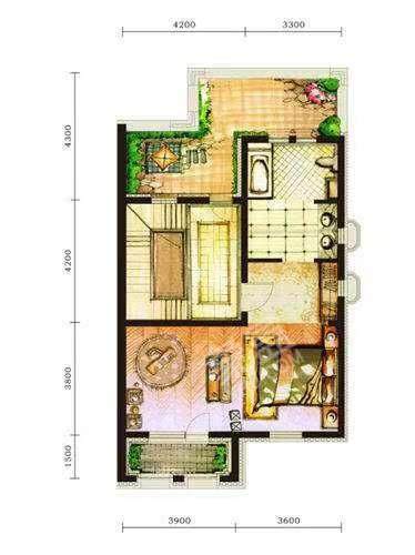 滨江花园  3室2厅2卫   1800.00元/月户型图